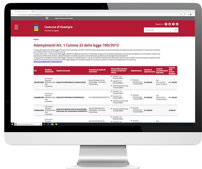 Modulo Anac: adempimenti Legge 190/2012, trasmissione xml